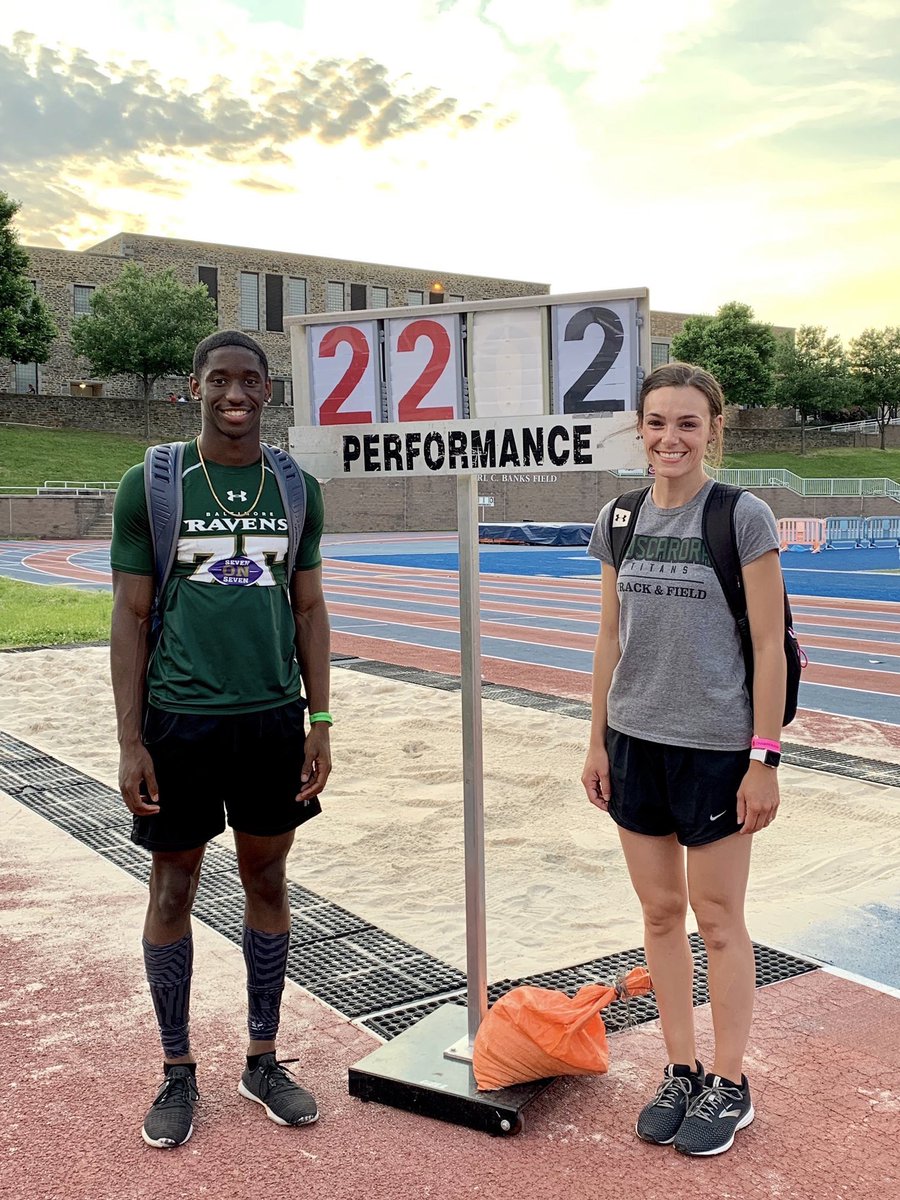 THS_XCTF's tweet photo. Tuscarora HS (Maryland) Track & Field wishing Jordan Addison @Espn_Jordan the best at the @NFL 🏈#NFLDraft this week!
Throwback to when you won🥇MD 3a States Long Jump 2019! (pictured with Coach Flyte at Morgan State University).
#FootballTrack
#Speed https://t.co/5ra4a7MeD2