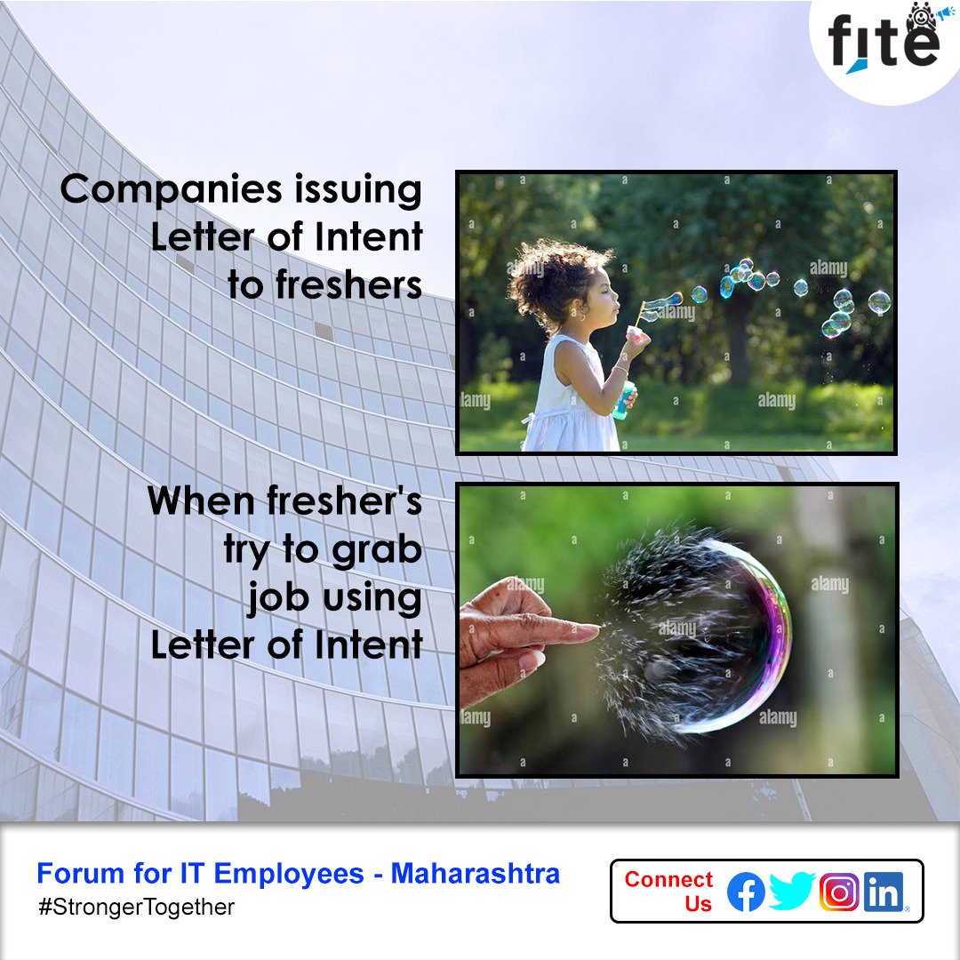 FITEMaharashtra's tweet photo. This is reality of #LetterOfIntent so
Colleges, campus poc, students &amp; fresher's plz be aware .
#ITcompanies #Fresher's job #CampusHiring 

@Rajeev_GoI @AshwiniVaishnaw @byadavbjp @ShreeBharatiya @DrSureshKhade https://t.co/r89HsEnxtv