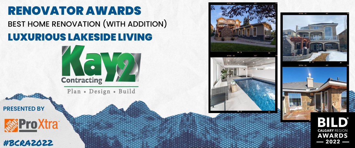 BILDCR's tweet photo. Last but certainly not least, rounding out the Renovator Awards is the Best Home Renovation (With Addition) Award ⚒️ Congratulations to the "Luxurious Lakeside Living " by @kay2_ltd🏆 Big thanks to @HomeDepot for sponsoring this award 👏  #BCRA2022 #BILDCR #yycre | @RenoMark_ca https://t.co/0pp3KodwIf