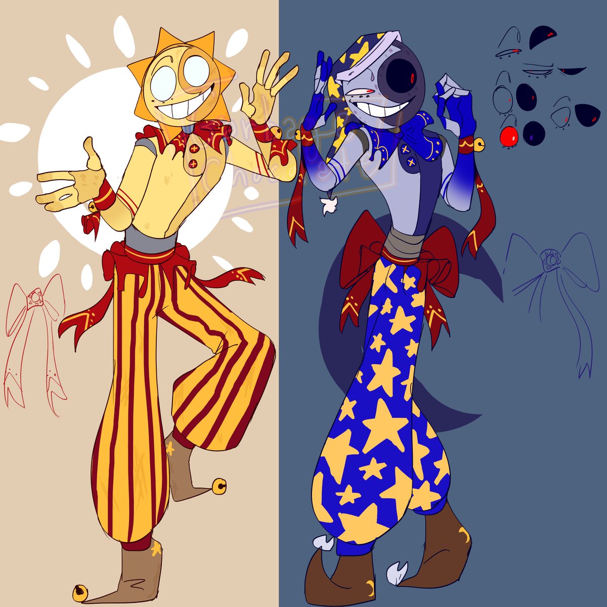 Sun and Moon designs or smth #sundrop #moondrop #fnaf