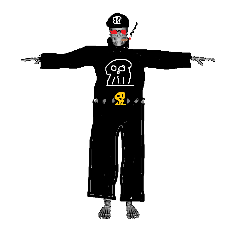 officialSLOP's tweet photo. We may or may not be commissioning art for some stuff we have coming up, and this may or may not be one of the references I made for the artist we may or may not have commissioned  
I present you Mr. Bones 0.1 https://t.co/x7cYyQif5B