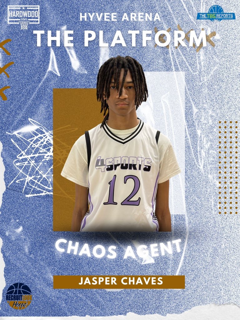 💥Chaos Agent 💥

2027, Jasper Chaves, 6’3, F, is long, bouncy, rebs. in traffic, scores off paint drives, &amp; has a knack for reading passing lanes! Also, showed ability to force bad passes on top of press, leading to easy baskets &amp; finds open shooters in transition!