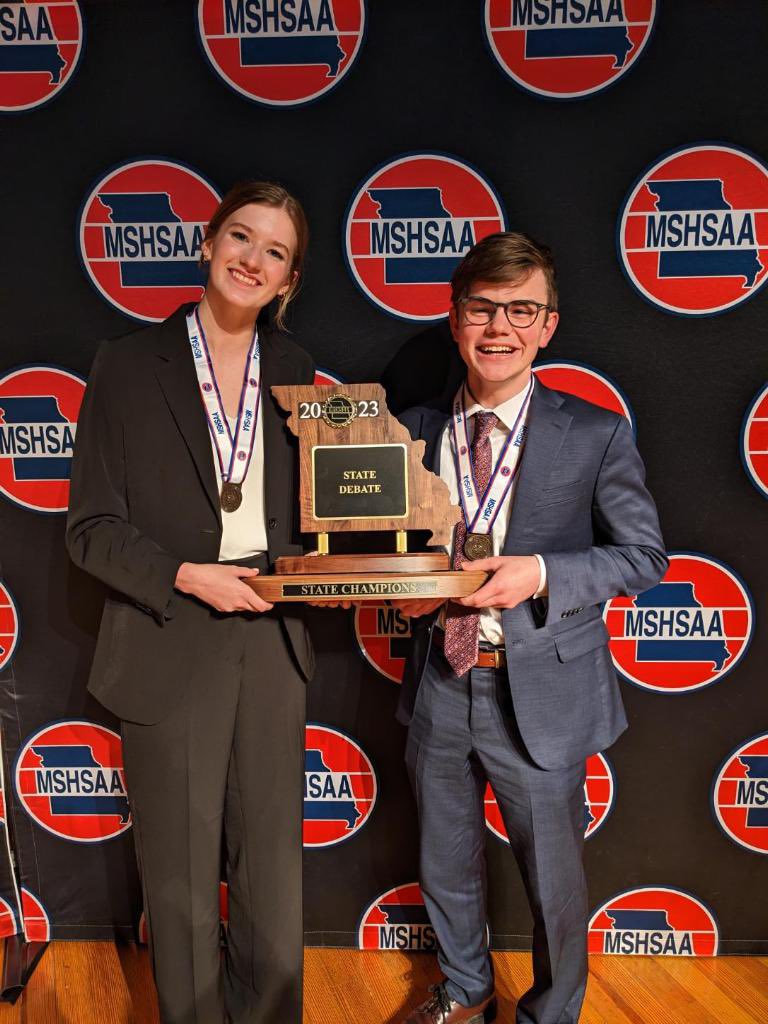 bssjaguars's tweet photo. MSHSAA State Championship

Senior Allison Cooper - State Champion in Lincoln-Douglas Debate

Sophomores Auden Dixon &amp; Garrett Flack - 4th in Missouri in Policy Debate https://t.co/uCbJBN0329