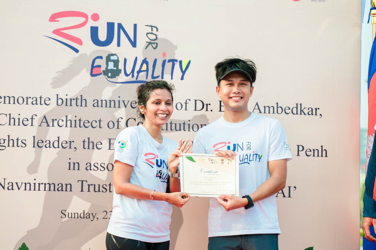 indembcam's tweet photo. Thanks to all participants 🏃🏻♀️🏃🏿♂️🏃 who joined the run in the early morning. All are champions who completed the race 🏆.
Big Congratulations! 🎉
@indembcam @IndianDiplomacy @MEAIndia @PeacePalaceKH @CambodiaIndian
#runforequality #AmbedkarJayanti2023 #marathonsunday
#ambedkar https://t.co/KKJV9dFMgS