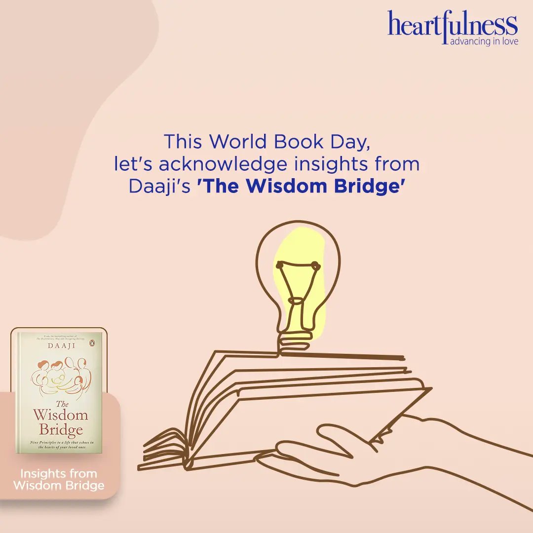 heartfulness's tweet photo. On #WorldBookDay, let's celebrate the power of #books to help us gain insight into worlds unexplored!

Share your favourite quote from The Wisdom Bridge in the comments below, and take a step towards embracing the power of words!

#Heartfulness #Daaji #TheWisdomBridge https://t.co/woRJY12lyo