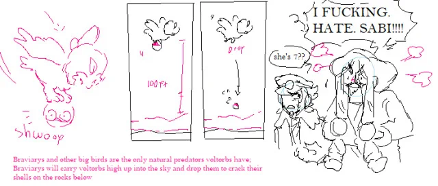 The only real natural predators I can imagine them having are large birds that crack them on rocks the way seagulls eat clams, probably leading to voltorbs developing the electric typing as a way to defend themselves.. Melli has insane beef with a 7 year old beacuse of this 