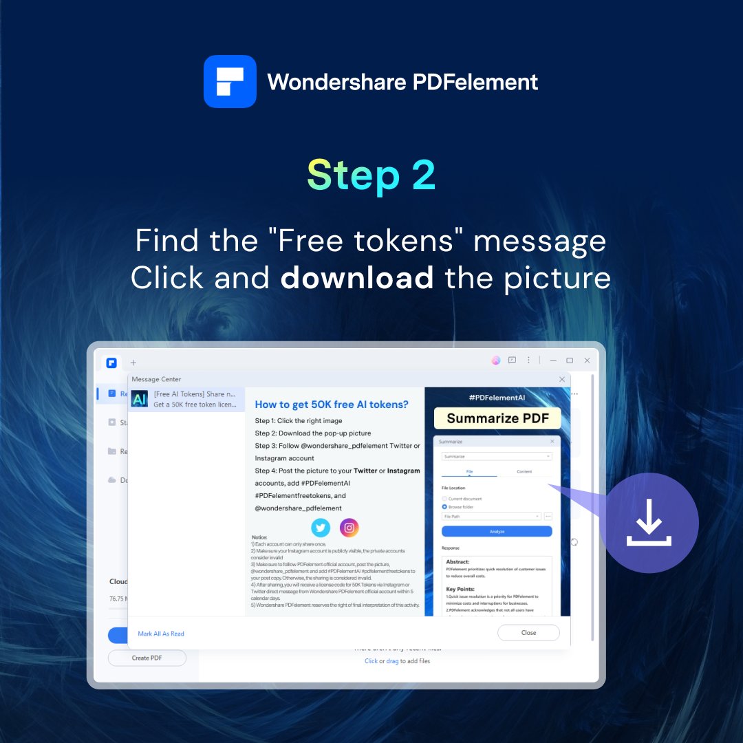 PDFelement's tweet photo. Did you know that as a PDFelement Windows Pro user, you can enjoy up to 50,000 free AI tokens every month? And if you are a trial user, you get 5,000 tokens absolutely free! If you need more tokens to process a complex file? Join our picture-sharing campaign! #PDFelementAI https://t.co/wb6cGUt1Uj