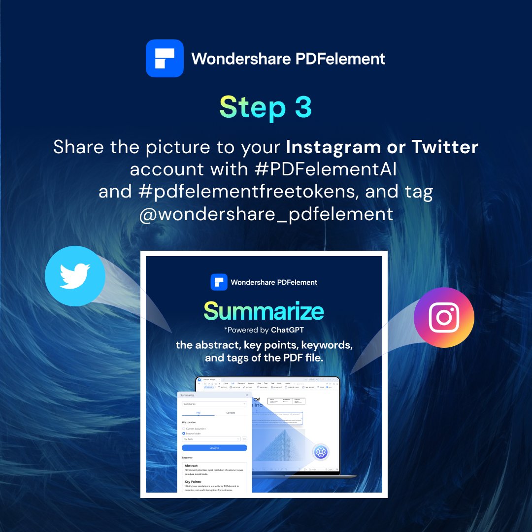 PDFelement's tweet photo. Did you know that as a PDFelement Windows Pro user, you can enjoy up to 50,000 free AI tokens every month? And if you are a trial user, you get 5,000 tokens absolutely free! If you need more tokens to process a complex file? Join our picture-sharing campaign! #PDFelementAI https://t.co/wb6cGUt1Uj