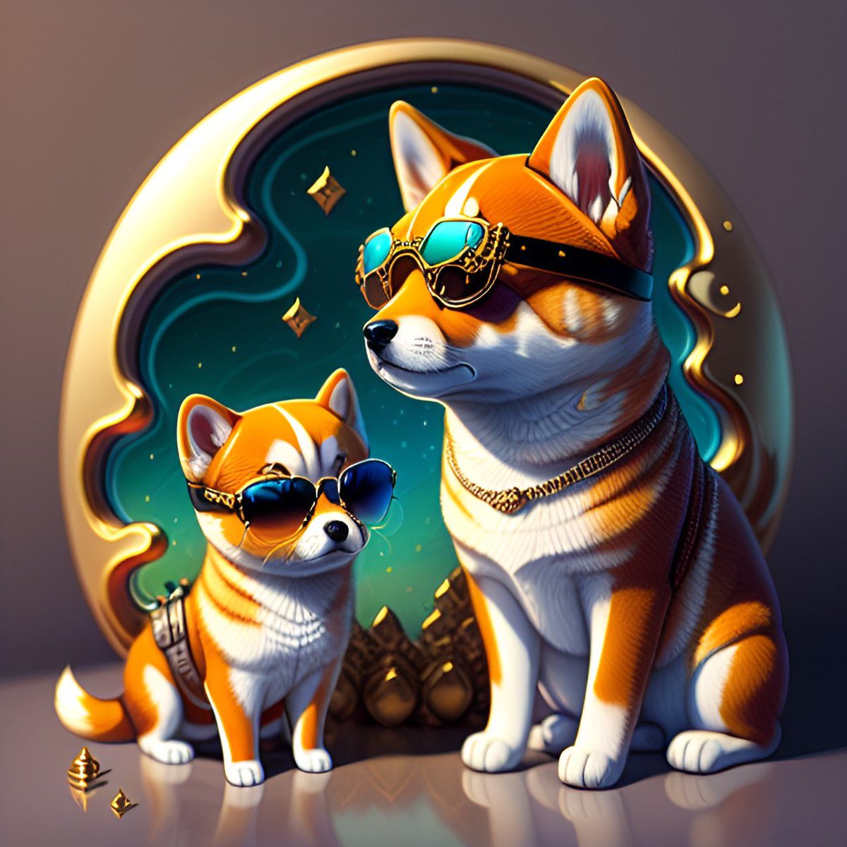TheCrypt0Holder's tweet photo. I generated these AI Arts for @sandrashiba 🐶
$SHUGGI with his dad $SHIB having some fun together 🥰 
They are so cute, I hope you will like it !

#ShibArmy #ShibaInu #Crypto #BTC  #ETH #BNB https://t.co/86bVzcI7OF
