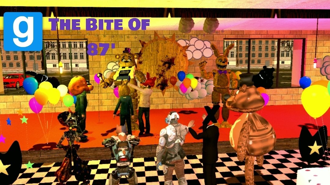 TheZeroByte's tweet photo. The Bite Of 87! (Very scrumptious 😋😋)

#FNAF #fivenightsatfreddys #Biteof87 #Fredbear #Springbonnie #GMod #Garrysmod #gmodfnaf #gmodposter #gmodfnafposter https://t.co/v45OeKyW6r