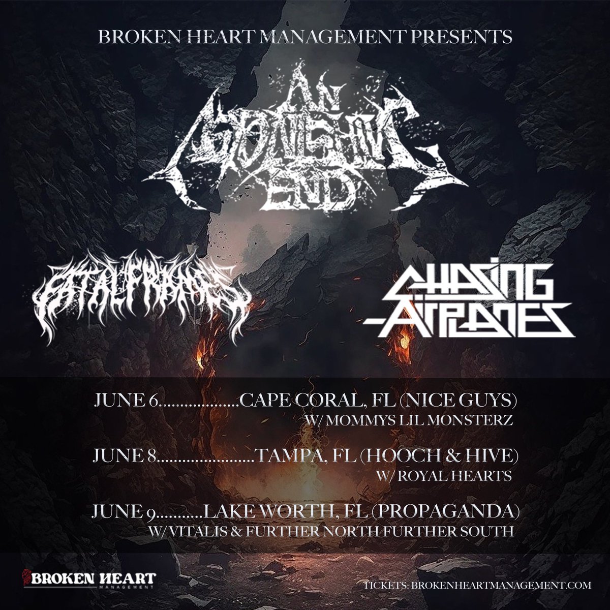 AstonishingEnd's tweet photo. ☀️We’re heading back to Florida☀️ Giving the Sunshine State the Primal Rage record release tour and sharing the stage w Chasing Airplanes, Fatal Frames &amp; Vitalis 🤙Come hang 
📍June 6th in Cape Coral
📍June 8th in Tampa
📍June 9th in Lake Worth #metalcore #tour #AnAstonishingEnd https://t.co/gm9IyKMsBG