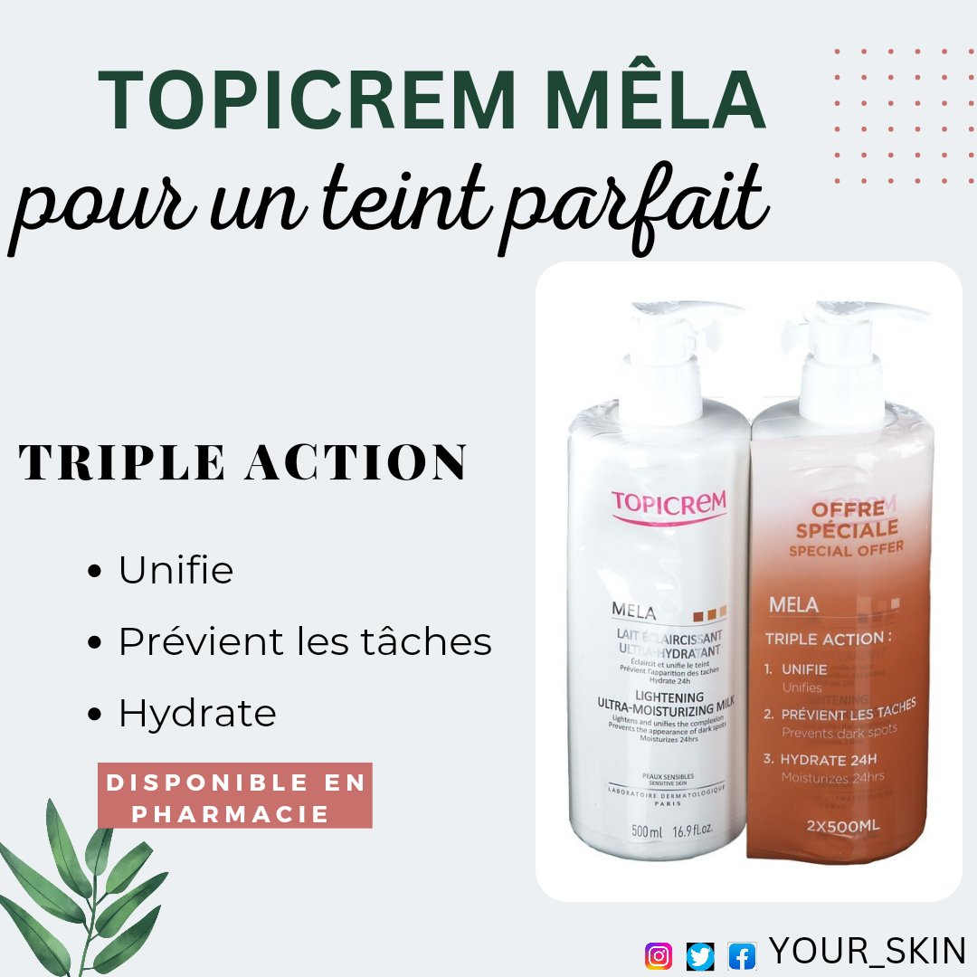 yourskin237's tweet photo. Do you want a more light skin colour?
Do you want to get rid of dark spots?
Do YOUR_SKIN need hydration?

TOPICREM MELA triple is perfect for you.
Use this lotion to get a perfect  skin colour 
-----
 #ZeroSpots  #EvenSkinTone #HydrayedSkin  #PerfectSkin  #TopicremMela #YourSkin https://t.co/6tSfHZMrVD