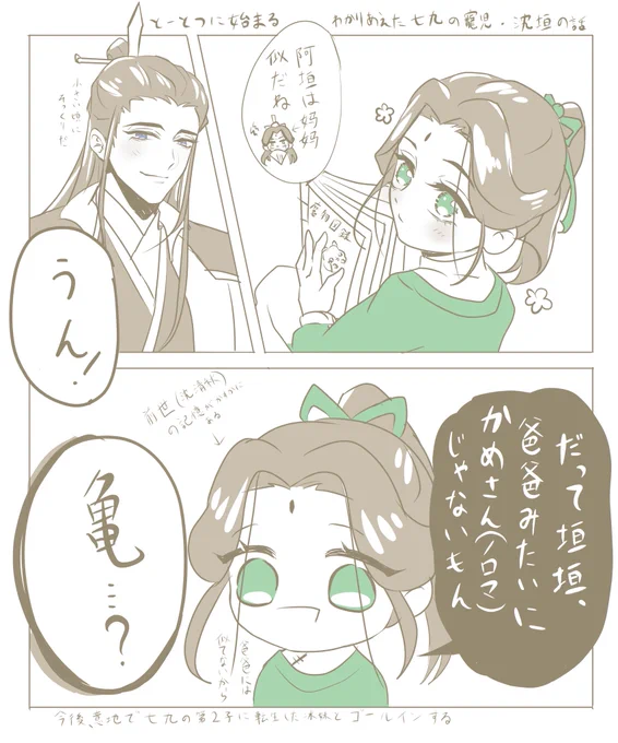 #七九 #qijiu 
 色々注意⚠️七九に子(沈垣)がいるよ
もしもし亀よ亀さんよ 