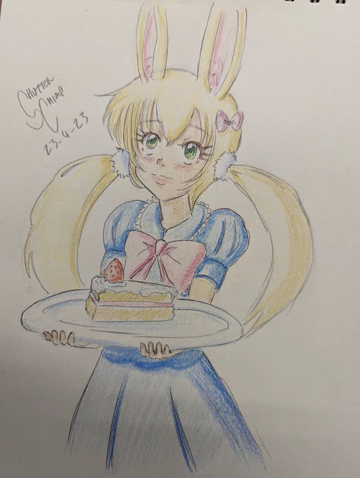 ケーキ cake #ilustration #originalcharacter #bunnygirl #sketch #art #ArtistOnTwitter #rough #drawing #イラスト #らくがき #オリキャラ #けものみみ #バニーガール #うさみみ #ケモミミ #イラスト好きさんとつながりたい #絵描きさんと繫がりたい