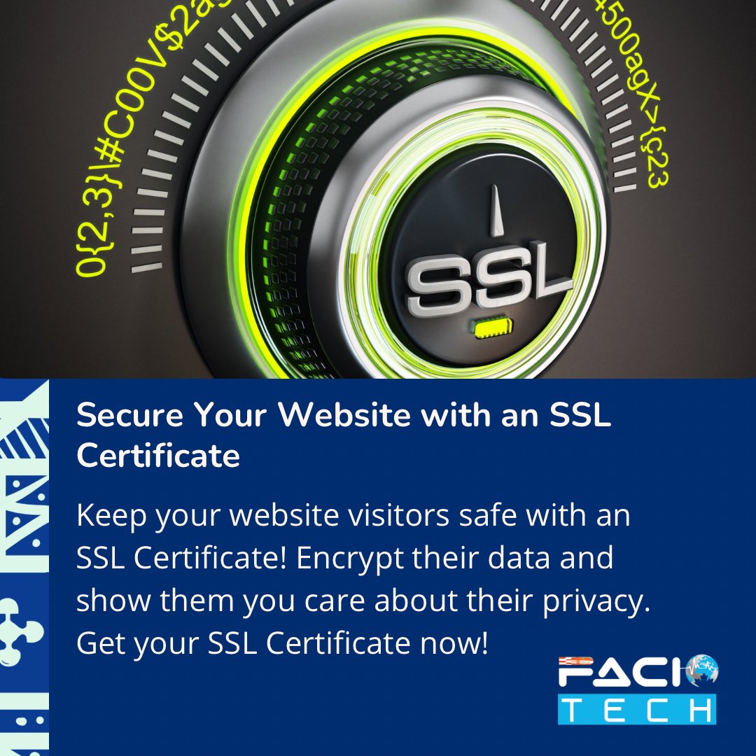 faciotechgh's tweet photo. Keep your website secure with an SSL Certificate! Protect your customers’ sensitive information and boost your search engine rankings. Get yours today! https://t.co/cDhew9V69Z