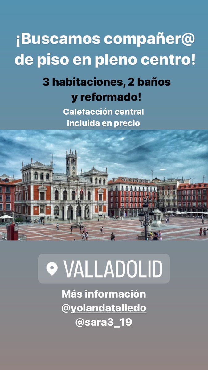 yolandatalledo's tweet photo. Buscamos compi de piso en Valladolid a partir de Junio! https://t.co/zP0eXpSThH