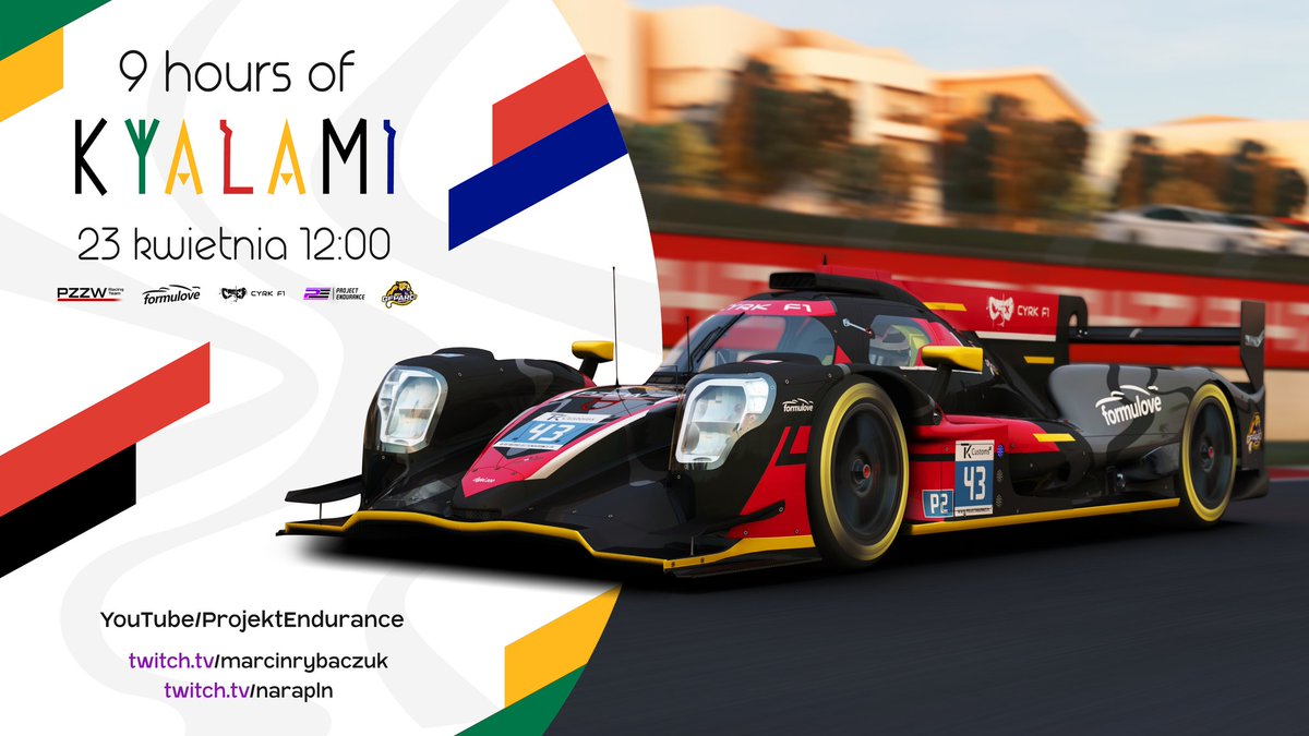 marcin_rybaczuk's tweet photo. Niedzielne ściganie z @EsportsGepard i PZZW

🔴12:00 - @PE_Endurance Kyalami 9H LMP2 #43 PPZW x Gepard📺 https://t.co/BywyaA1OAQ

🐯15:00 - BMW M SIM Cup Road America 2H GT3📺 https://t.co/cPdFBaUdXL

#ReleaseGepard #simracing #Foen @Cube_Controls @QubicSystem #Simtrecs #EPLab https://t.co/ZyE7v0Hj5G