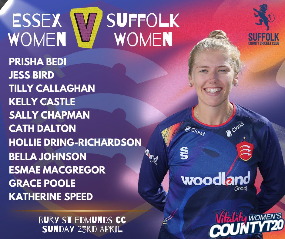 EssexWGPathway's tweet image. 𝐕𝐢𝐭𝐚𝐥𝐢𝐭𝐲 𝐖𝐨𝐦𝐞𝐧’𝐬 𝐓𝟐𝟎

Our 🦅 XI ready for the first T20s against @suffolkcc
