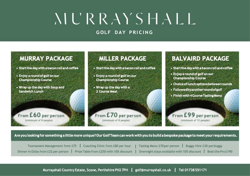 Still looking for somewhere to hold your Golf Day?

We have 3 Packages available that can be tailored to create the perfect Golf Day for you.

Get in touch to find out more
