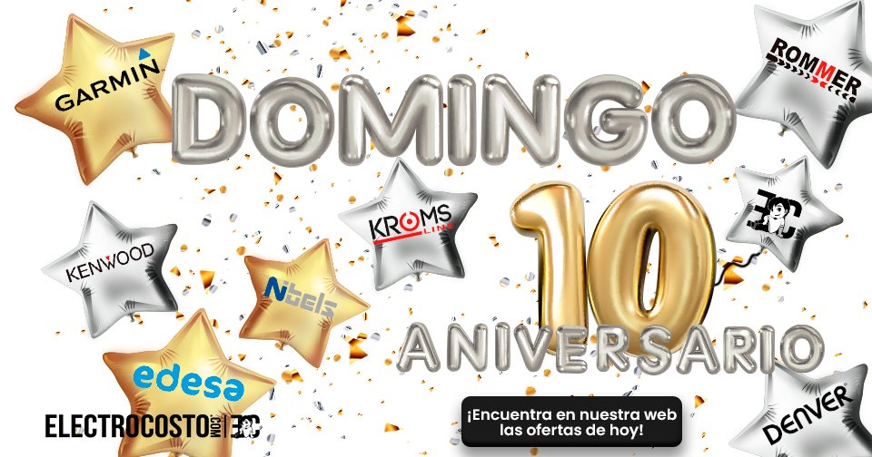 Electrocosto's tweet photo. 🥳Último día de Aniversario🥳

¡¡Llegamos al final del #10aniversarioec y qué mejor manera de acabar que.. ¡¡Por todo lo alto!🎊

 Hoy productos 💥TOP💥 de @garmin_iberia #nevir #edesa y muchas más con hasta 15% #descuento 🤯

🔝Además de hasta un 25% en #Kromsline y #Nibels https://t.co/0GgpQjiVjC