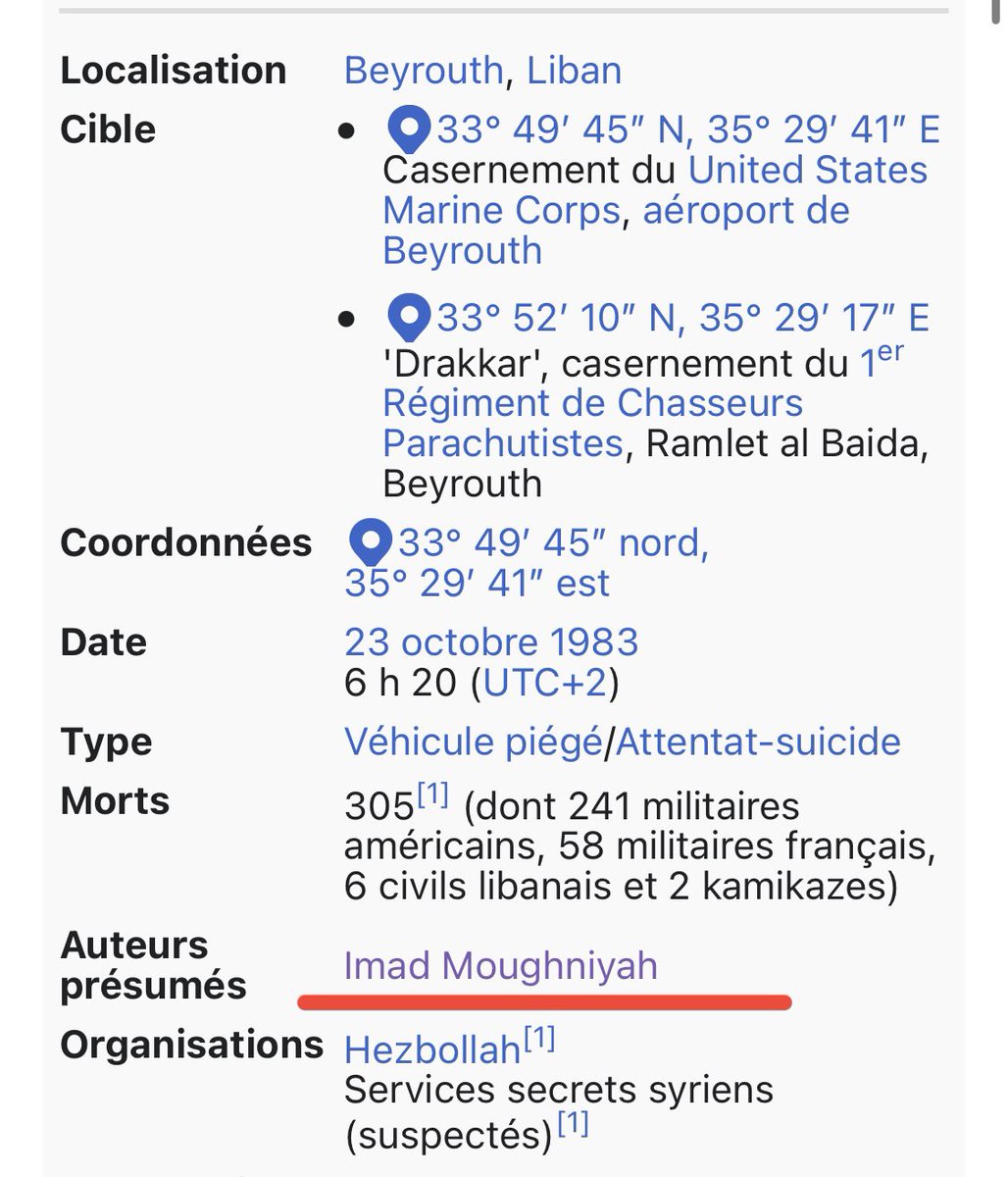tamuke06's tweet image. A gauche: @sleimanfrangieh récemment invité par l’Élysée et proposé comme candidat acceptable par @EmmanuelMacron pour le poste vacant de la première présidence au Liban. A droite: Imad #Mughniyeh, auteur de l’Attentat du #Drakkar ayant causé la mort de 58 parachutistes Français.