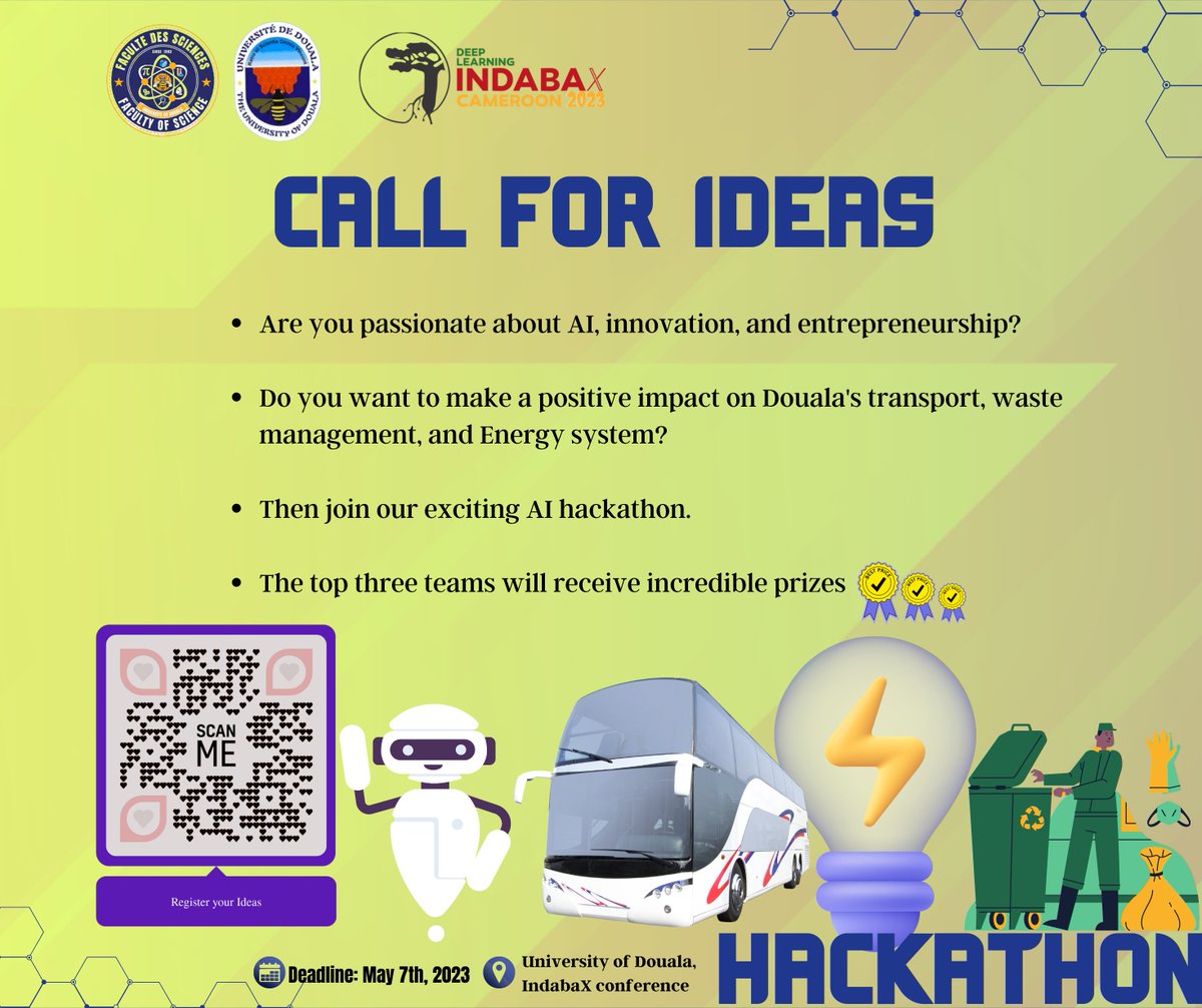Are you passionate about AI, innovation, and entrepreneurship? Do you want to make a positive impact in Douala? Then join our exciting AI hackathon, where you can propose solutions to some of the most pressing challenges faced in your community! sites.google.com/view/indaba-x-…