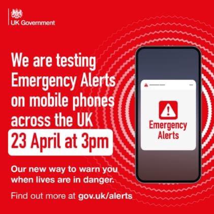 GatwickAudio's tweet photo. Today at 3pm, there there will be a national test of the UK Emergency Alerts service.

The advice is, the volume of the alert may be uncomfortable for people using hearing aids that connect to a phone via Bluetooth, people wearing headphones, https://t.co/tTJDynG4u5