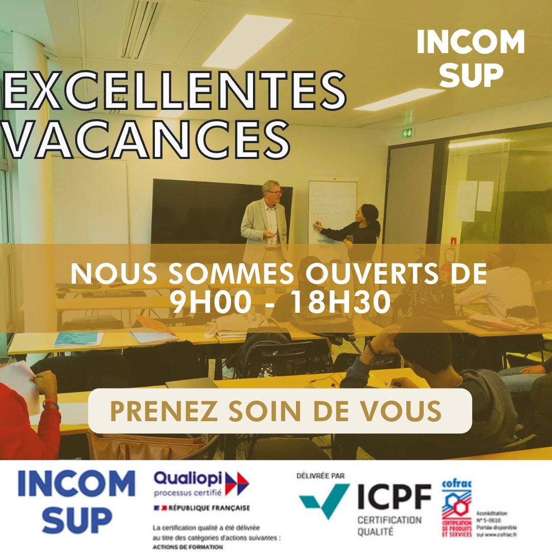 Incomsup's tweet photo. Profitez de ce temps pour vous reposer, vous détendre, vous concentrer sur vos objectifs, vous réinventer et plus encore...

Prenez soin de vous 😊

Nous restons entièrement disponibles😉
#ecoledecommerce #alternance #stage #international #mindset #parisladefense #incomsup https://t.co/LY22qmb16X