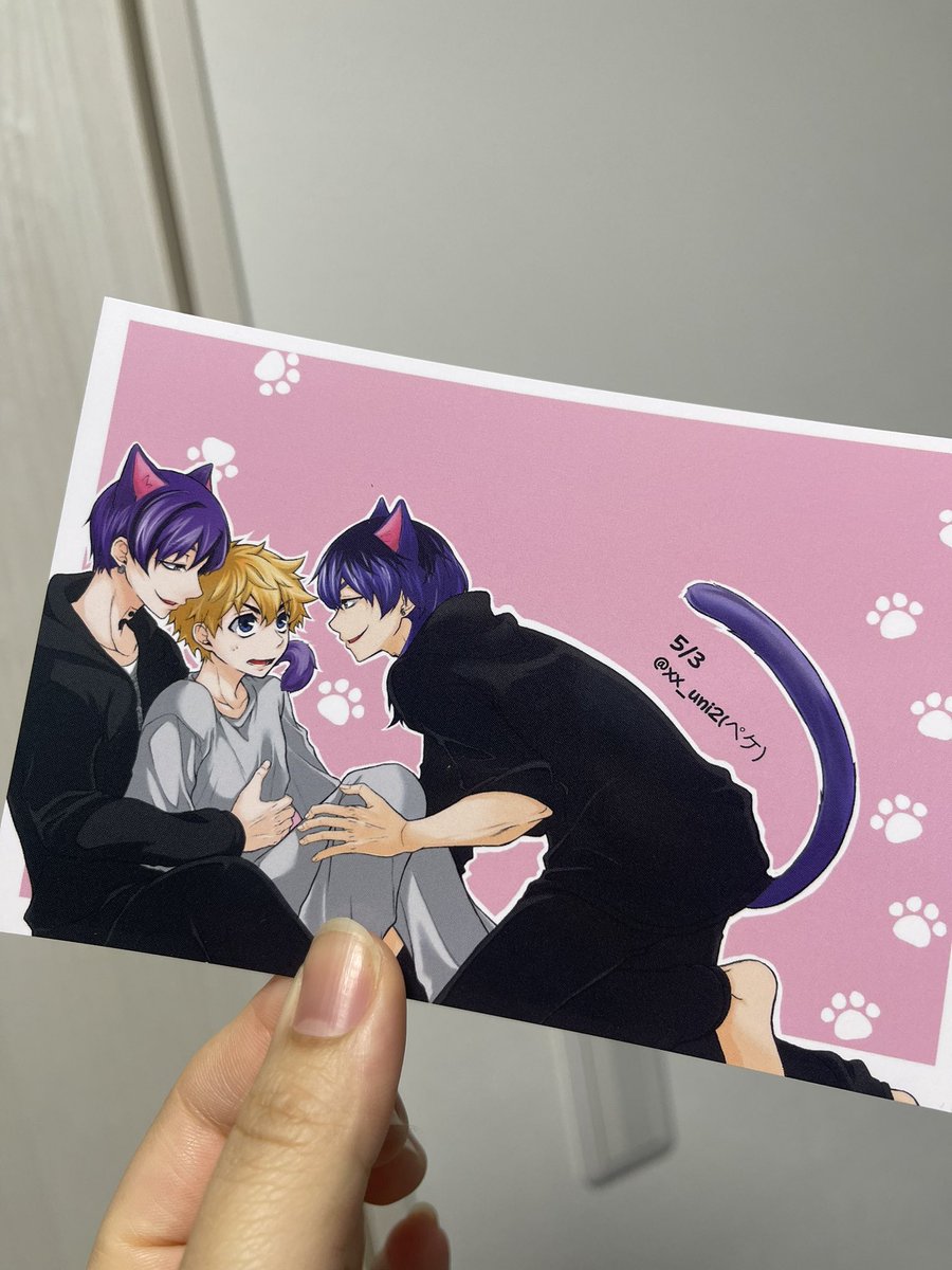 animal ears multiple boys male focus tail cat ears blonde hair purple hair  illustration images