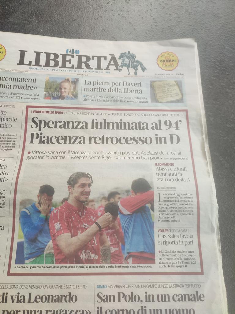 Carioca80930840's tweet photo. Ci si rifarà #forzapiace 💪 https://t.co/K5zIws7biJ
