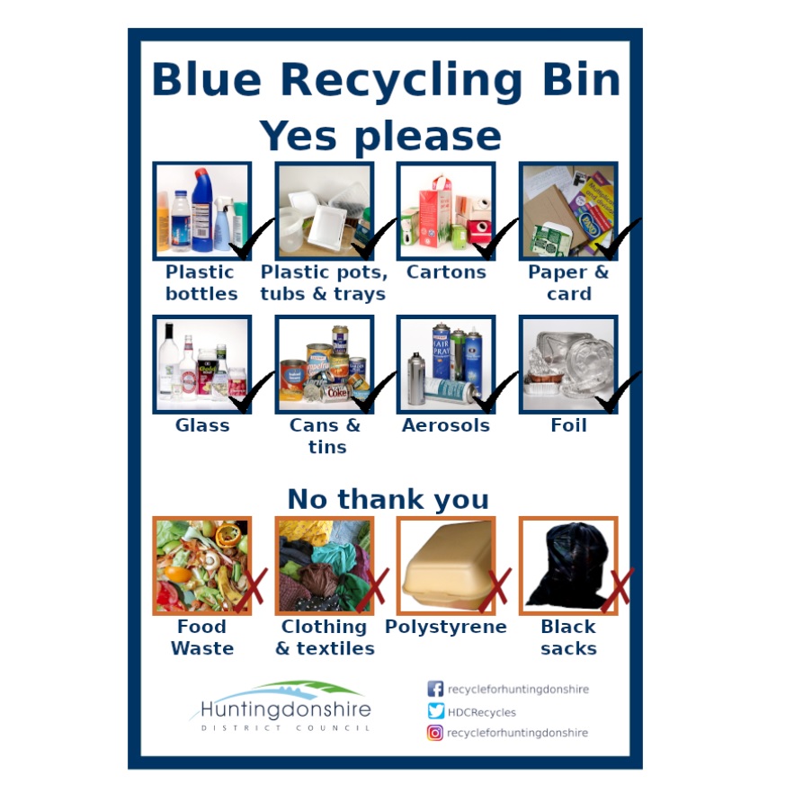 Are you making the most of your recycling bin?

We're able to take more than you think:
✅ Plastic pots, tubs &amp; trays
✅ Aluminium
✅ Aerosols
✅ Food &amp; drink cartons
✅ stretchy plastic film (bread bags, cling film, bubble wrap)

#huntingdonshirerecycles 💚♻️🌈