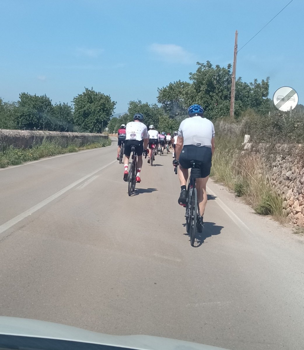 No puedo con esto, lo siento. No pueden ir en fila de a uno? Soy el primero que practico y me encanta el ciclismo, pero no puedo con esto, de verdad. Mallorca no es un carril bici, no es tan difícil de entender.