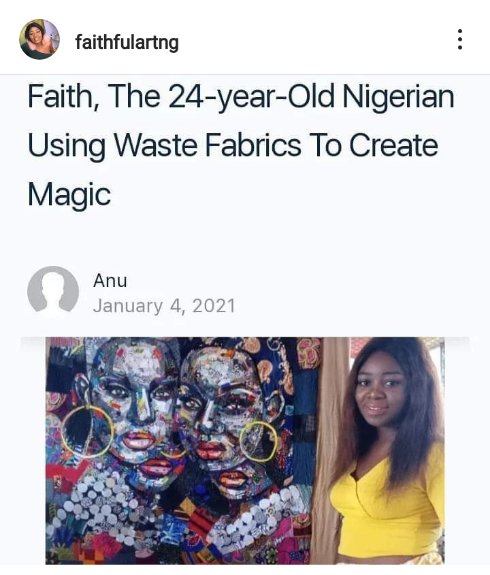 Happy EARTHS DAY 
Green and sustainable means of non biodegradable materials helps reduces climatic change
The earth belongs to all creatures
And faithful art contributes by 
Converting waste fabric to art
Check catalog.