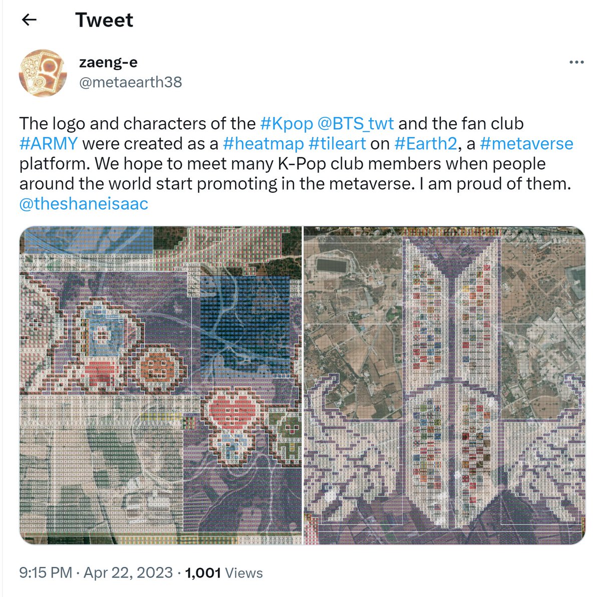 💝BTS,💖 ARMY Logo Character 1,000 View 
🎁#Giveaway🎁
10 lucky winners will receive 4 tile property in #Earth2 #BTS_twt  #ARMY logo. To win this -
🃏RULES:  1️⃣Follow me 2️⃣Like 3️⃣Retweet 🃏
x.com/metaearth38/st…