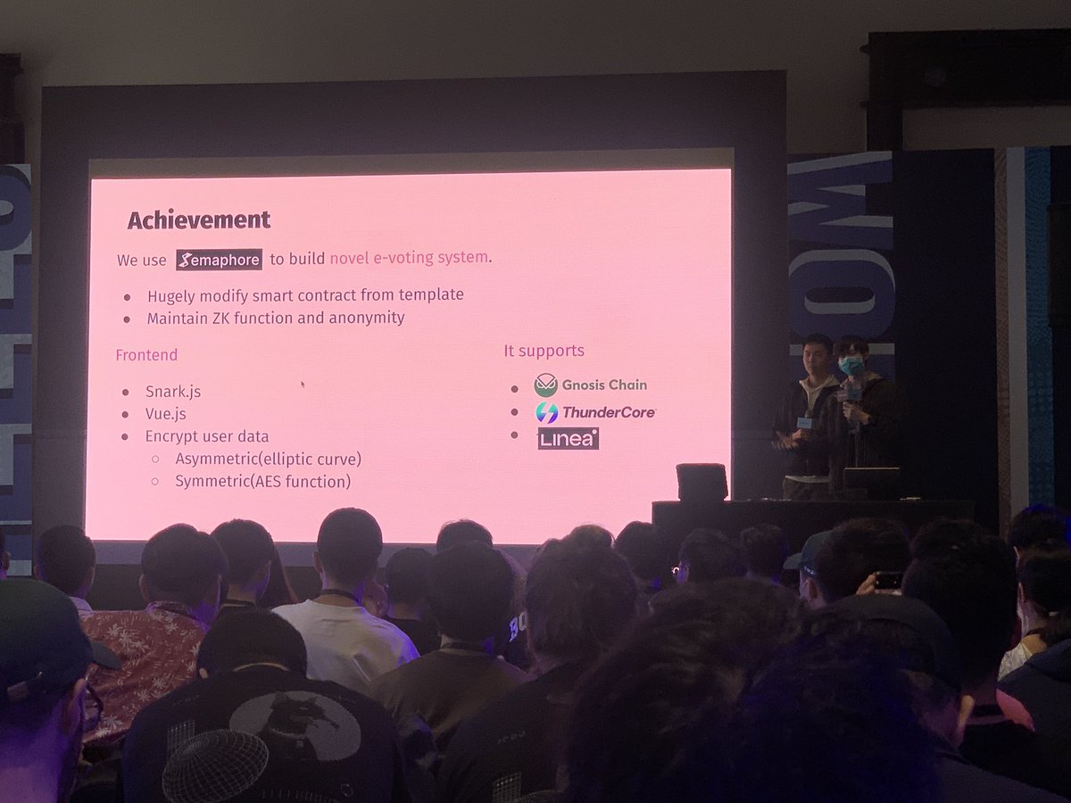 francescoswiss's tweet image. Great closing with great demos at the @EthTaipei #hackthon! Many good teams deploying on @LineaBuild and @infura_io 🔥🔥

Thanks for the support from the other sponsors @gnosischain @ethereum @ThunderCoreLab @ConsenSys @BloctoApp @DataverseOS @furucombo @AppliedZkGuild