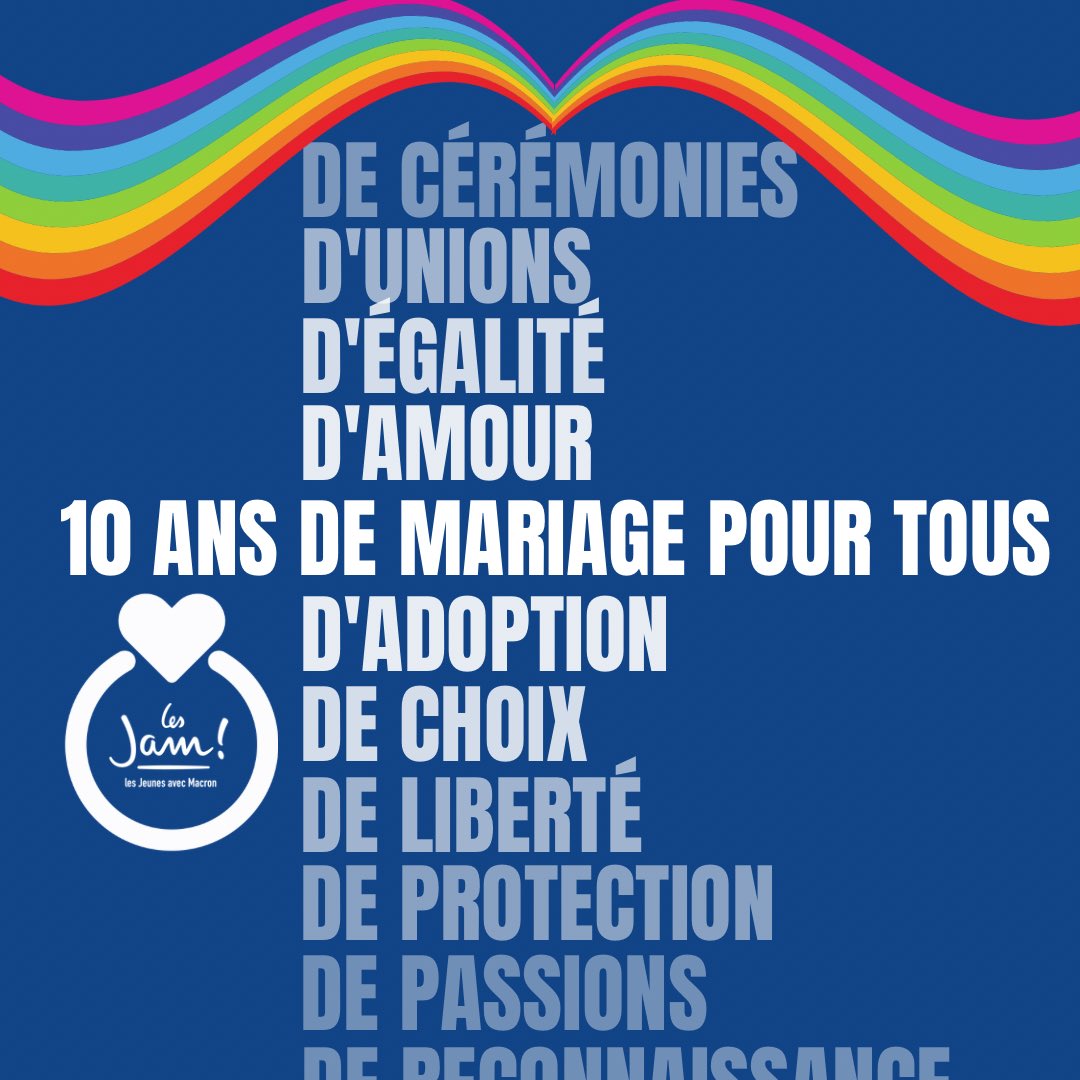Jeunesenmarche's tweet photo. ❤️ 10 ans : Liberté, Égalité, Amour ! #MariagePourTous https://t.co/1TPMYYsY5Y