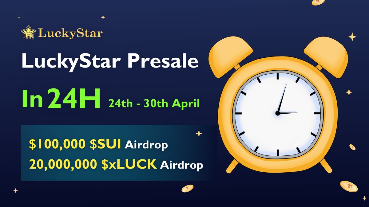 🌟LuckyStar SUI Presale🌟

⏳Countdown: within 24H
🔗Enter: luckystar.homes/suipresale
📕Details: link.medium.com/CKcxXfDfezb

💰Benefits:
✅$100,000 #SUI #Airdrop 
✅20,000,000 $xLUCK #TokenAirdrop

#presale #IDO #SuiNetwork