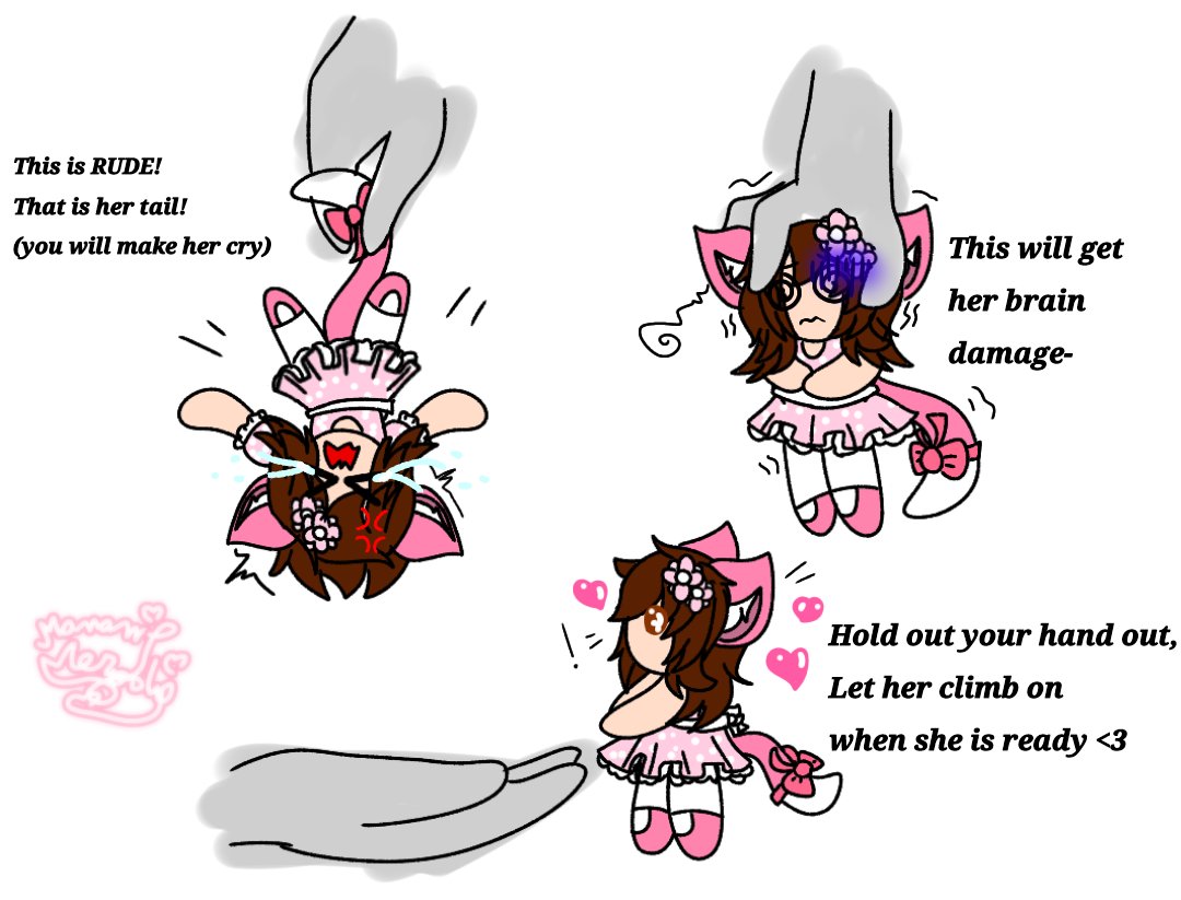 MelodyStar890's tweet image. I did one of those memes on How to pick up, featuring my sona &amp;lt;333
#howtopick #howtopickup
#howtohold #mysona #ArtistOnTwitter #pink #chibiart #myart #catgirl