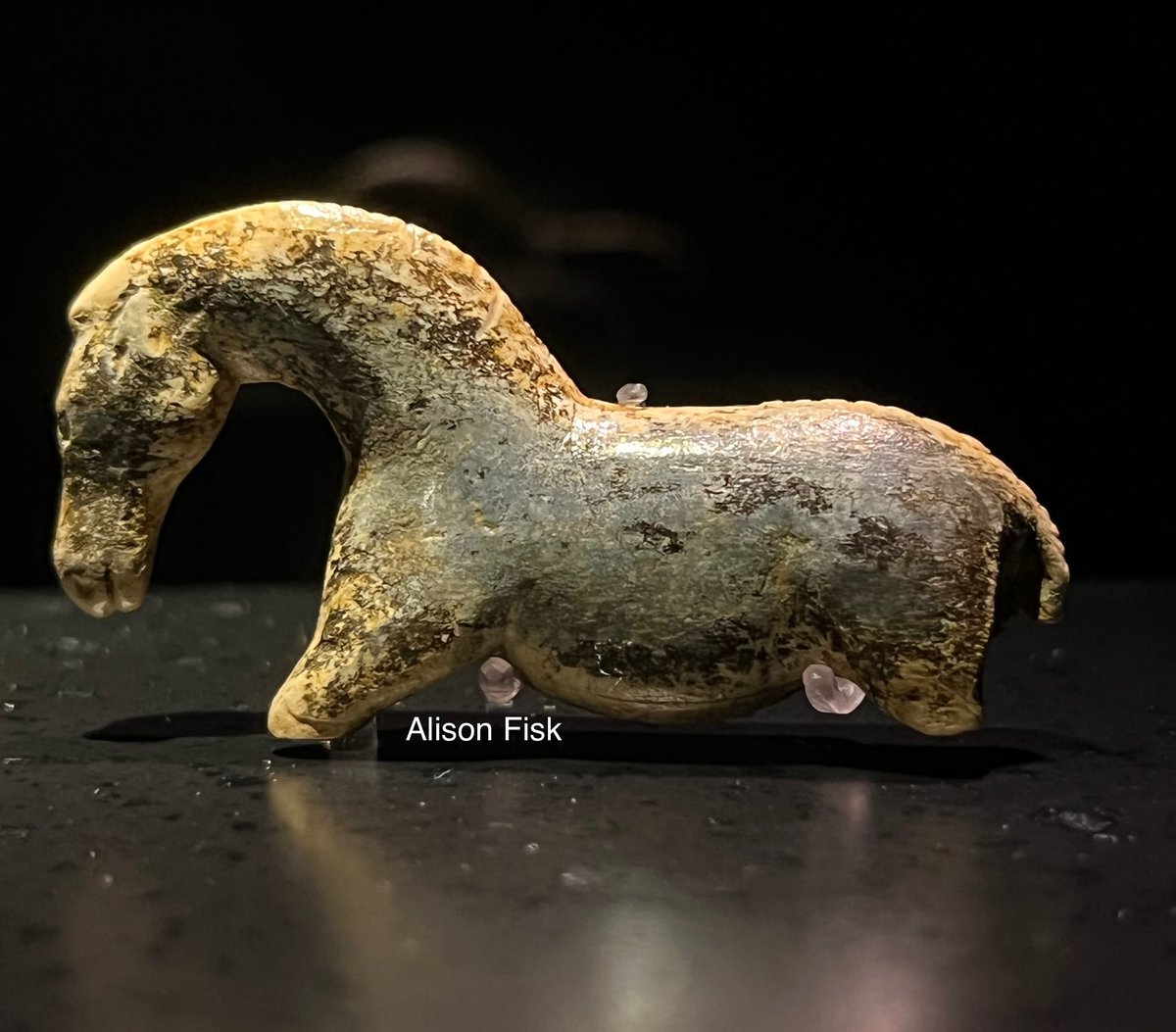 AlisonFisk's tweet photo. Behold the deep time of human artistic creativity!

About 40,000 years ago, during the #IceAge, this small figurine was masterfully sculpted from mammoth ivory.

Known as the Vogelherd Horse it is one of the world’s earliest known works of figurative art. 📷 my own

#Archaeology https://t.co/VeBR6lr6nH