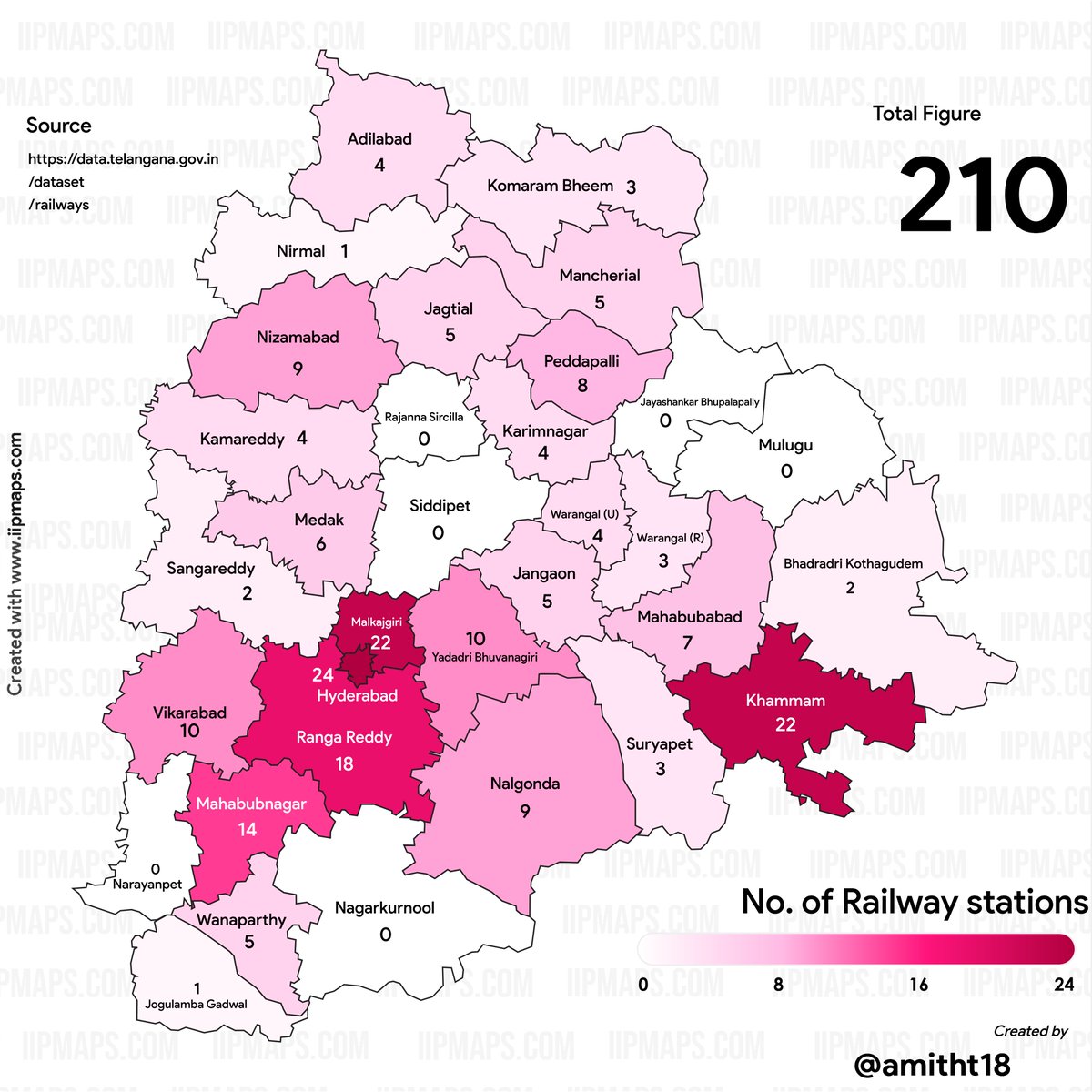 TiwariAmith's tweet photo. Check out this project on https://t.co/TeYnlscaod, "No of railway stations in Telangana" https://t.co/qOVu2a8lr5 #iipmaps via @indiainpixels https://t.co/x75uuTKKN4