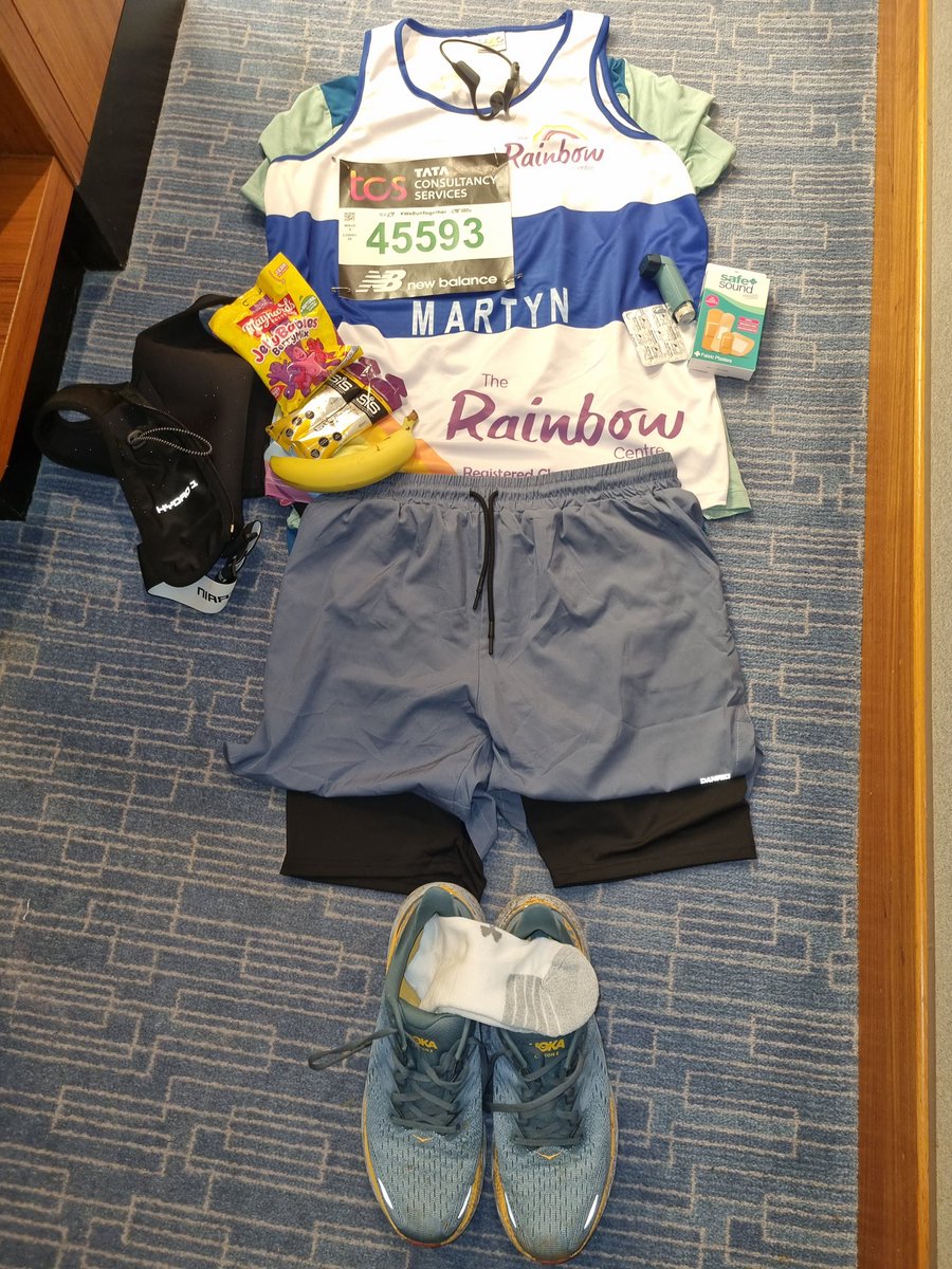 Kit ready. Me, not so much! But I'll be giving it my all today in the <a href="/LondonMarathon/">TCS London Marathon</a> to raise money for <a href="/rainbowcharity/">The Rainbow Centre</a> - they help children with Cerebral Palsy and adults with neurological conditions. A fab team and a superb charity.
