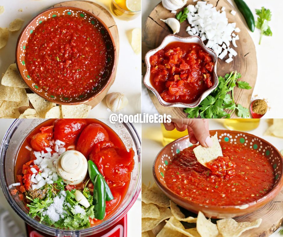 This Restaurant Style Salsa Recipe is so easy to make, you can prepare it in a matter of minutes! And thanks to it's star ingredient you can make it all year long! Via <a href="/goodlifeeats/">Katie</a>  🙏🏻

Recipe:  bit.ly/3KzRyTY