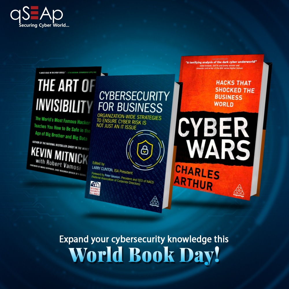 QseapInfotech's tweet photo. Happy #WorldBookDay! Today, we celebrate the power of #books to broaden our perspectives and open our minds to new ideas and experiences. Let's continue to support diverse voices and stories, & strive for inclusivity in all forms of literature.
#qSEAp #Cybersecurity #Learning https://t.co/hJqc4UdbQl
