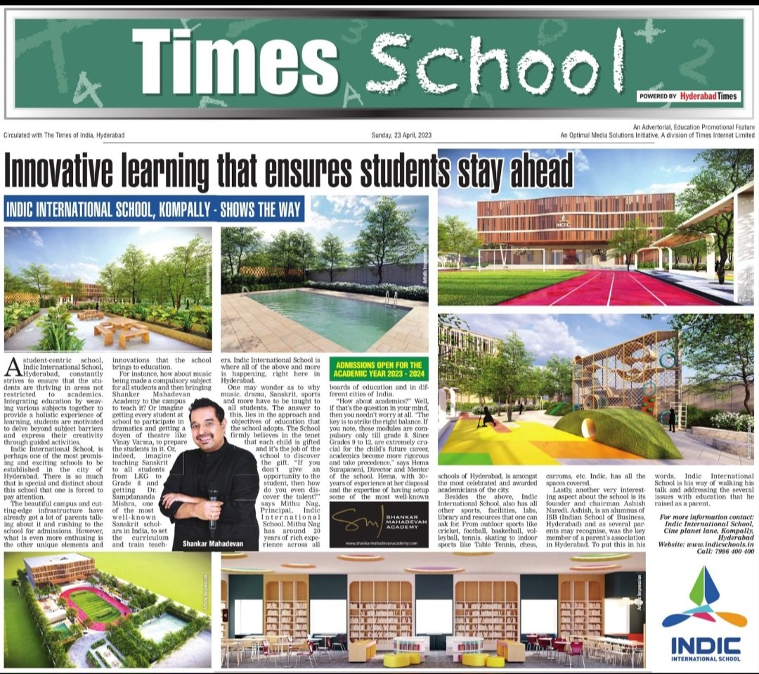 IndicSchools's tweet photo. Our school features in the #TimesSchool supplement of Times of India today. Do take a look, read, like and share. ππ https://t.co/8BJO9ptk1L