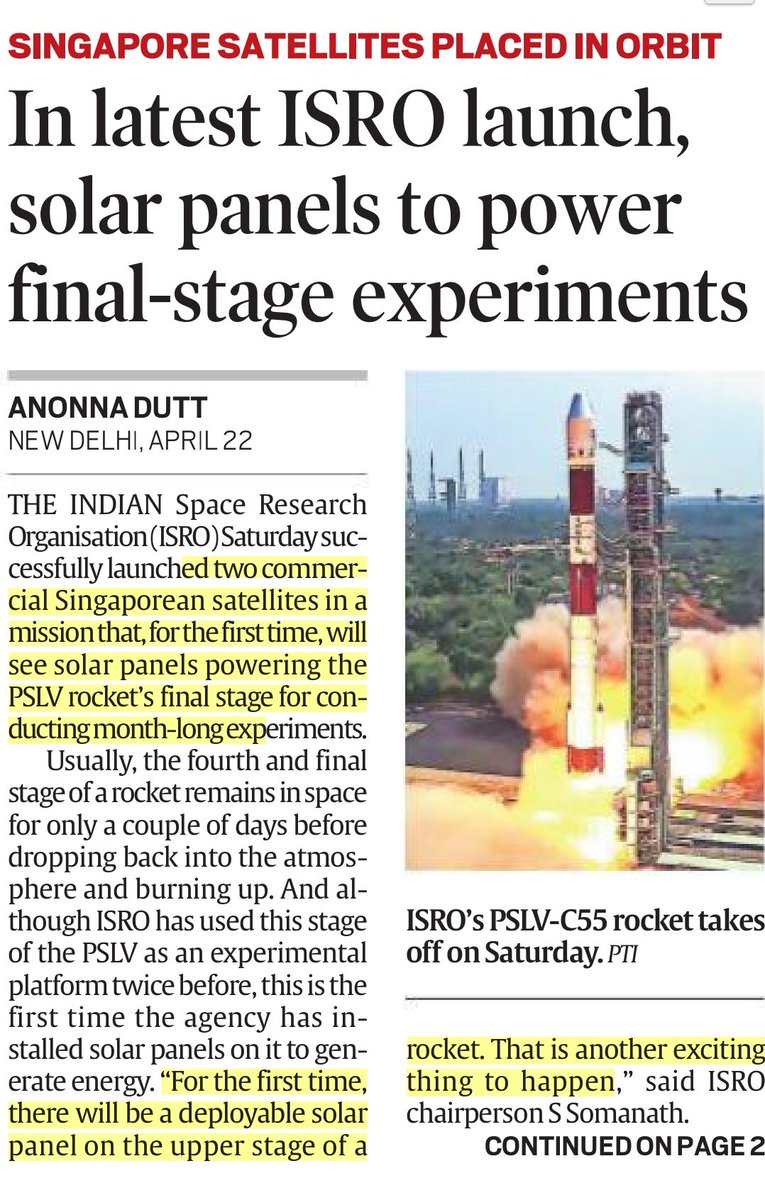 UpscScreenshots's tweet photo. Latest From ISRO .
Read the Thread. 
High Chances of Question from Concept "POEM" in ISRO's launching system. #ISRO #PSLVC55 #UPSC #UPSC2023 https://t.co/QkmXo7eStS