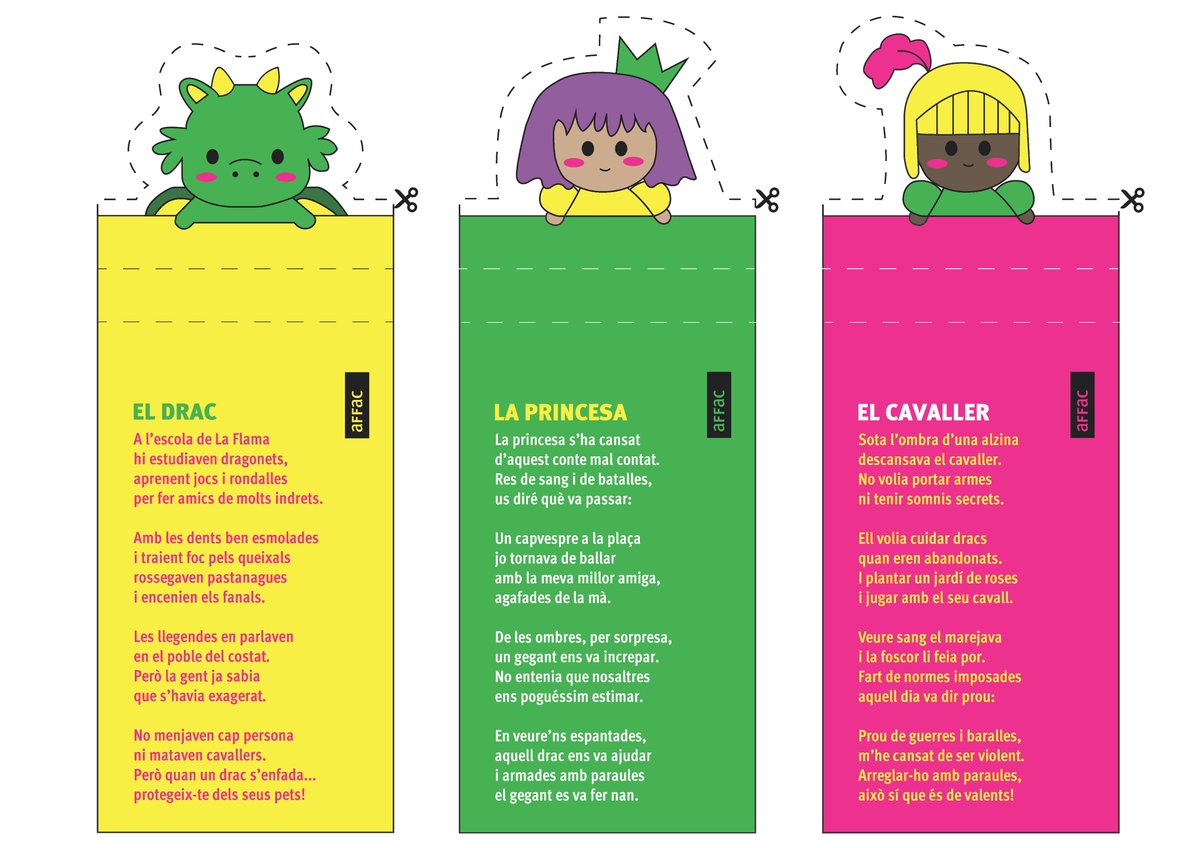 🌹📚 FAMÍLIES, FELIÇ DIADA DE SANT JORDI 2023 📚🌹

Des de l'aFFaC desitgem que disfruteu molt d'aquest dia i us convidem a fer aquesta manualitat: els punts de llibre de l'aFFaC❗️

Quin punt de llibre fareu primer?
🐲 El drac
👸 La princesa
🏇 El cavaller

Expliqueu-nos-ho ⬇️