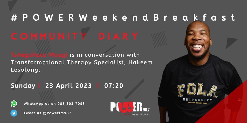 Powerfm987's tweet photo. [ON AIR] #CommunityDiary

@TshegoMoagi_ is in conversation with Dr John Kani, actor, author, director &amp; playwright as well as Transformational therapy specialist, Hakeem Anderson Lesolang unpacking the EmpowaMen seminar &amp; confronting toxic masculinity. 

#POWERWeekendBreakfast https://t.co/kBFGqxi8TW