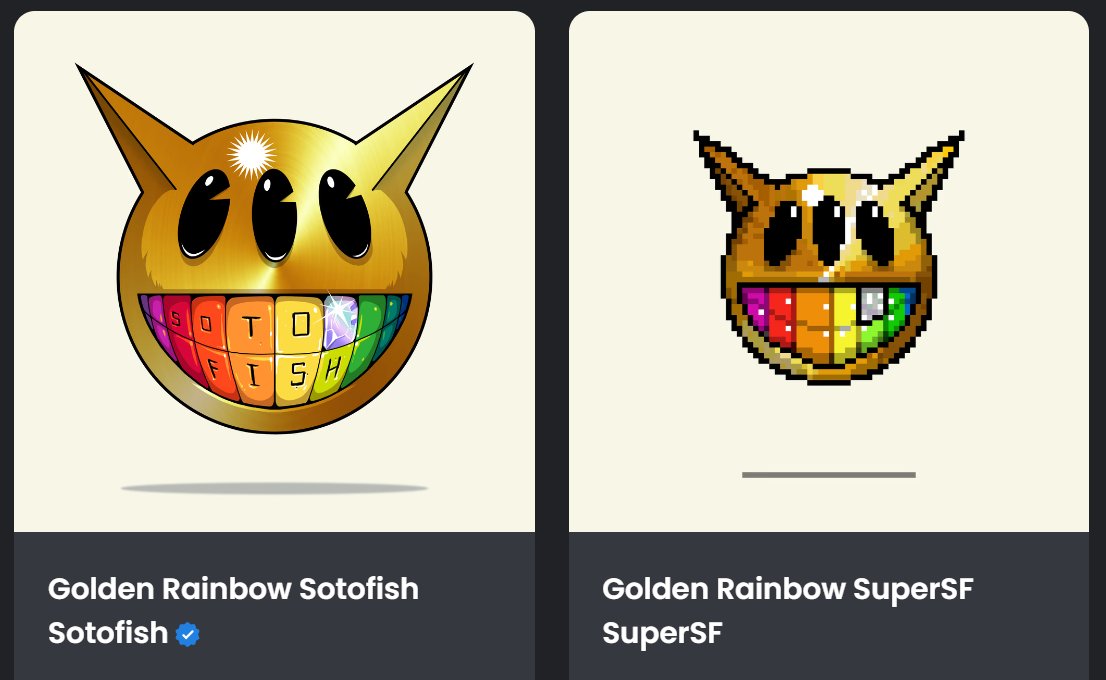 Matching set complete!

<a href="/jeffsotoart/">Jeff Soto</a>  Sotofish - Golden Rainbow