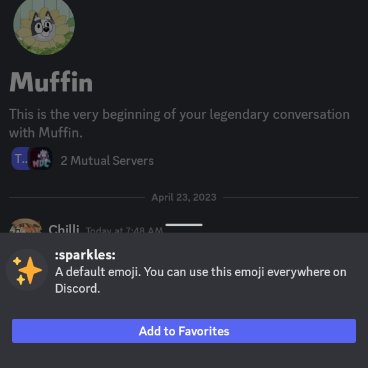 DiscordBetasES's tweet photo. Deberás enviar el emoji  "✨" en cualquier canal de texto, como MD, o un canal de algún servidor, posteriormente deberás clickear al emoji mostrando la información del emoji, y como ultimo paso deberás dejar presionado el dedo encima del emoji de la ventana informativa. https://t.co/aIV1nxjZ9w