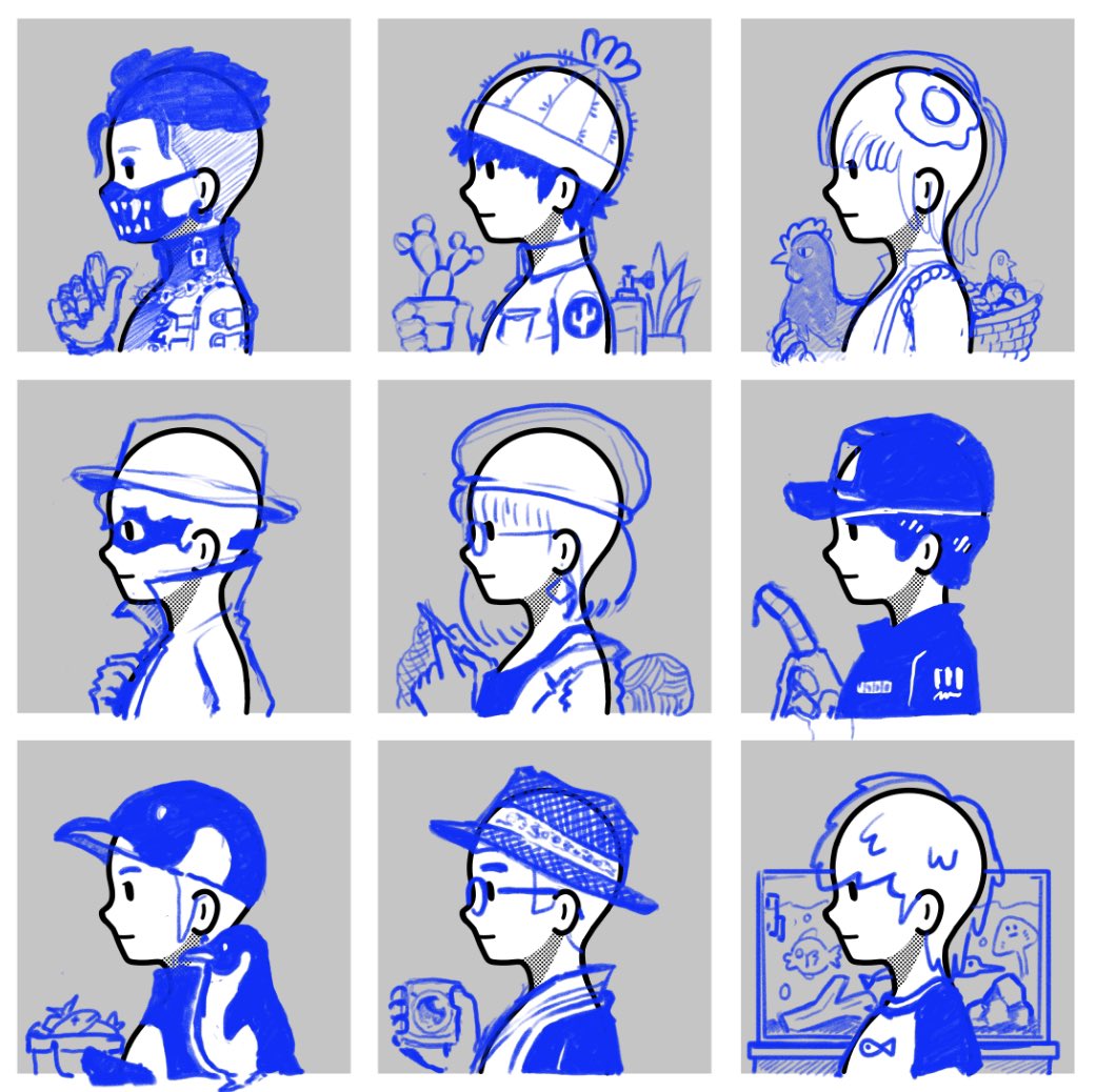 Sharing the sketch of next #BWOPLE batch! Some of them are taken from holdrs suggestion :) Which one do you like most? :)

🚨 Next 2 auction schedule:
24 April 03:00 UTC
24 April 15:00 UTC

Itm check out the full collection at objkt.com/collection/KT1…